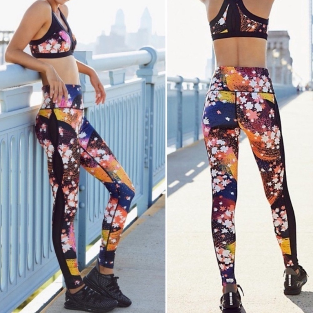 FP Movement by Free People Liza Illusion floral leggings size: L